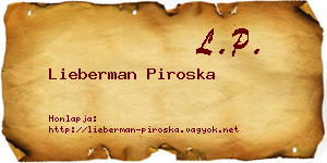 Lieberman Piroska névjegykártya